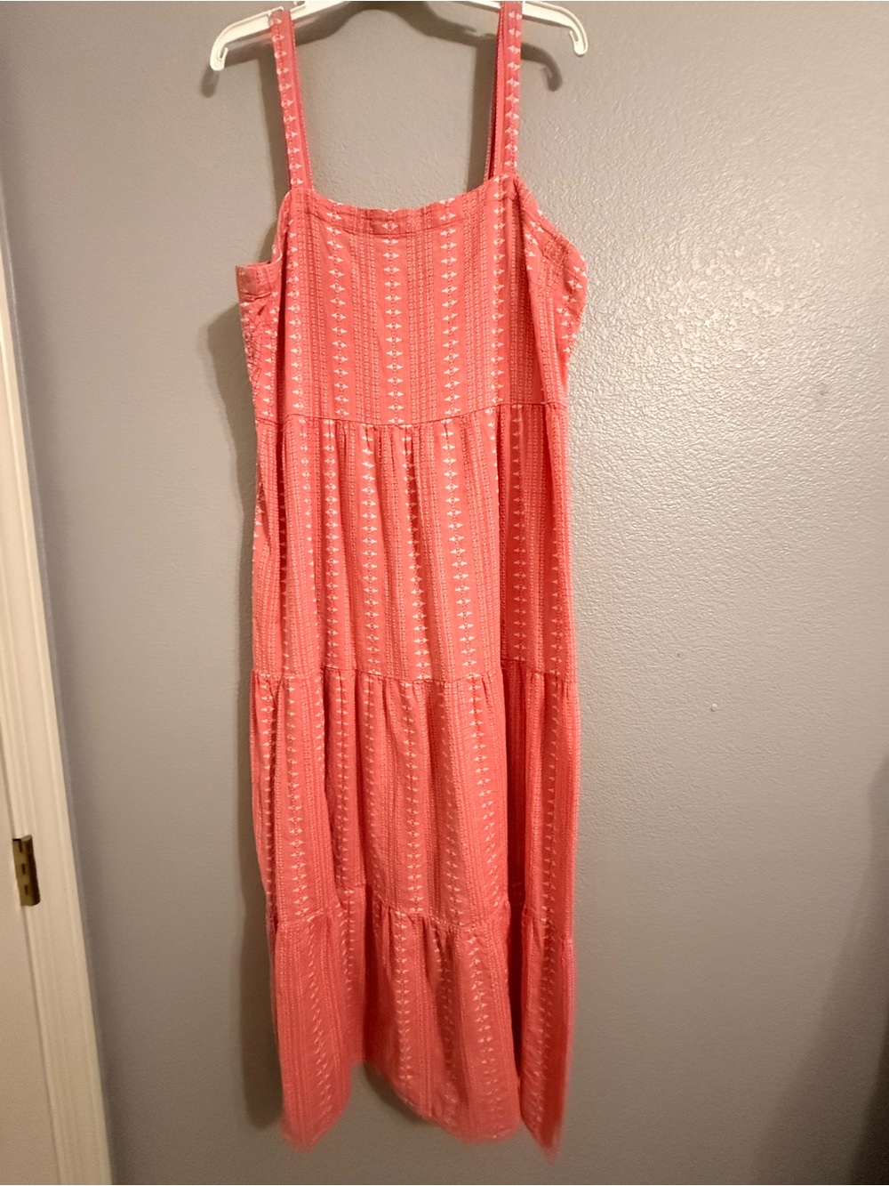 LOFT Coral-Pink Textured Maxi Dress - Picture 1 of 5